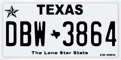 TX license plate DBW3864