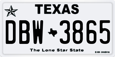 TX license plate DBW3865