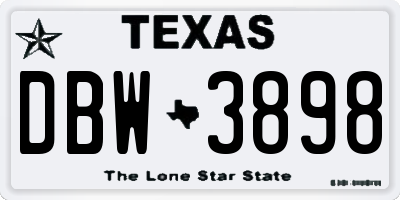 TX license plate DBW3898