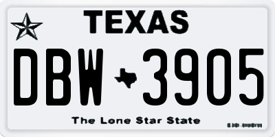 TX license plate DBW3905