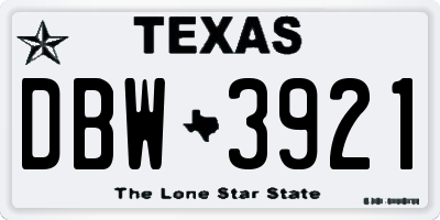 TX license plate DBW3921