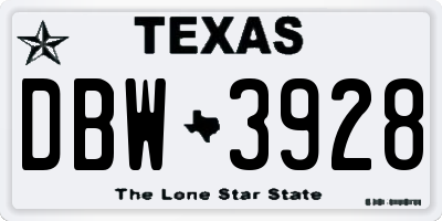 TX license plate DBW3928