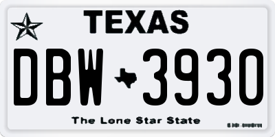 TX license plate DBW3930