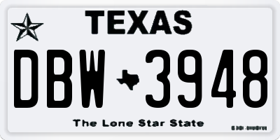 TX license plate DBW3948