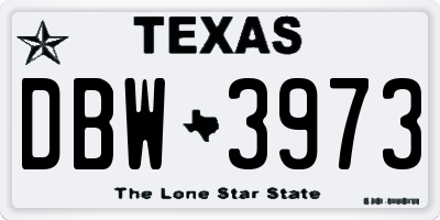 TX license plate DBW3973