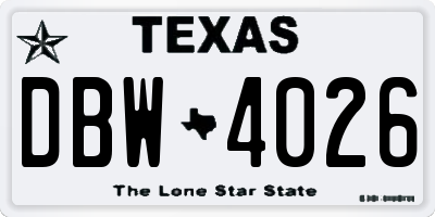 TX license plate DBW4026