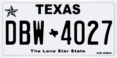 TX license plate DBW4027