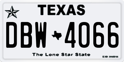 TX license plate DBW4066