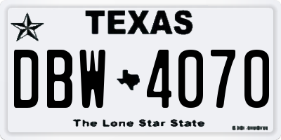 TX license plate DBW4070
