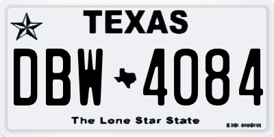 TX license plate DBW4084