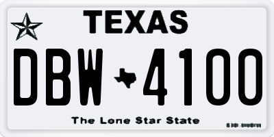 TX license plate DBW4100
