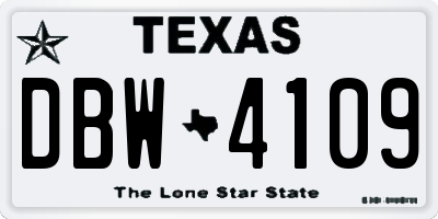 TX license plate DBW4109