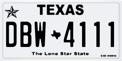 TX license plate DBW4111