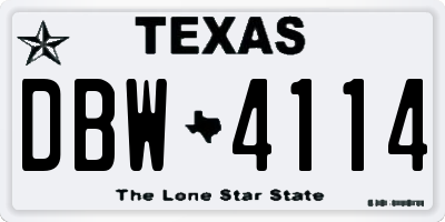 TX license plate DBW4114