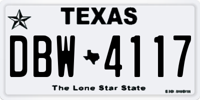TX license plate DBW4117