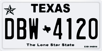 TX license plate DBW4120