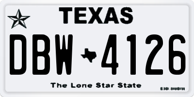 TX license plate DBW4126