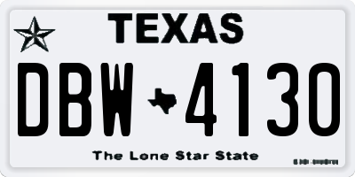 TX license plate DBW4130