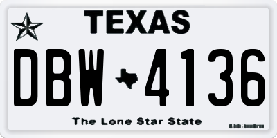 TX license plate DBW4136