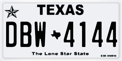 TX license plate DBW4144
