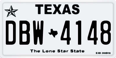 TX license plate DBW4148