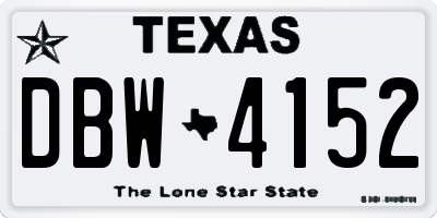 TX license plate DBW4152