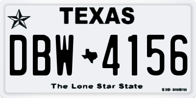 TX license plate DBW4156