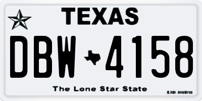 TX license plate DBW4158