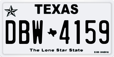 TX license plate DBW4159