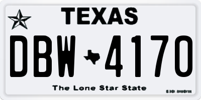 TX license plate DBW4170