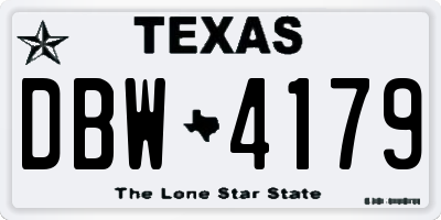 TX license plate DBW4179