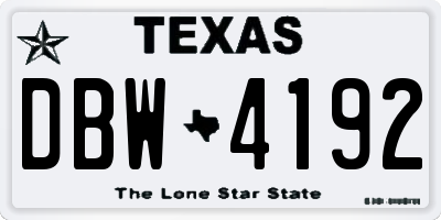 TX license plate DBW4192