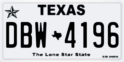 TX license plate DBW4196
