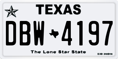 TX license plate DBW4197