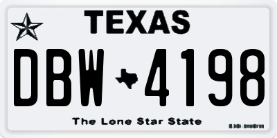 TX license plate DBW4198