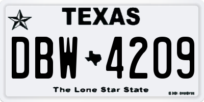 TX license plate DBW4209