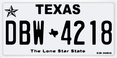 TX license plate DBW4218
