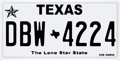 TX license plate DBW4224
