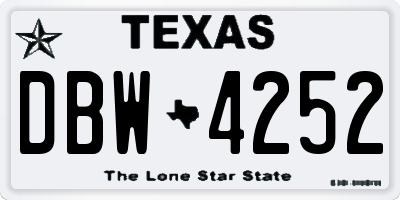 TX license plate DBW4252