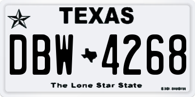 TX license plate DBW4268
