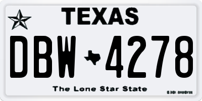 TX license plate DBW4278