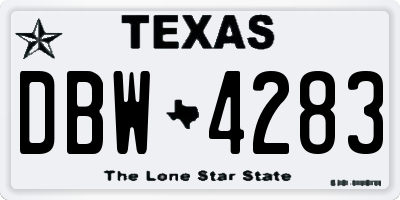 TX license plate DBW4283