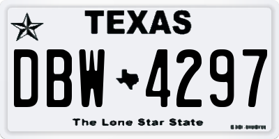 TX license plate DBW4297