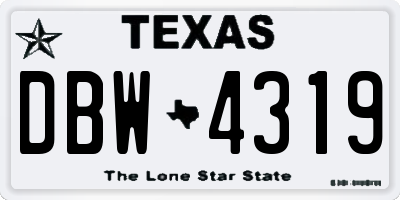 TX license plate DBW4319