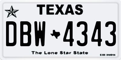 TX license plate DBW4343