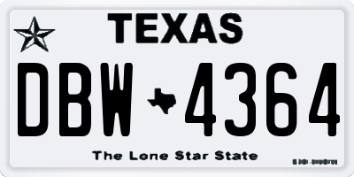 TX license plate DBW4364