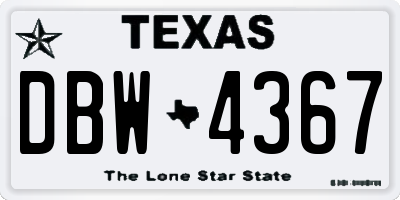 TX license plate DBW4367