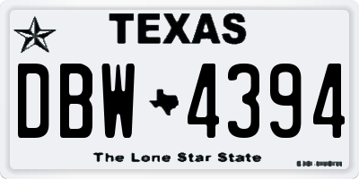 TX license plate DBW4394