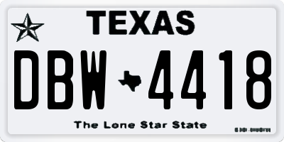 TX license plate DBW4418