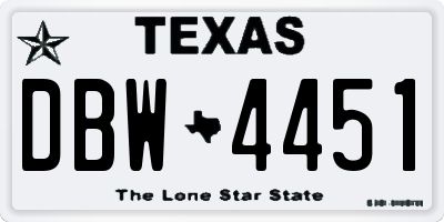TX license plate DBW4451